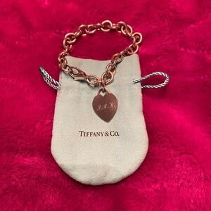 Engraved with initials Tiffany & Co. 925 Heart Tag Bracelet
